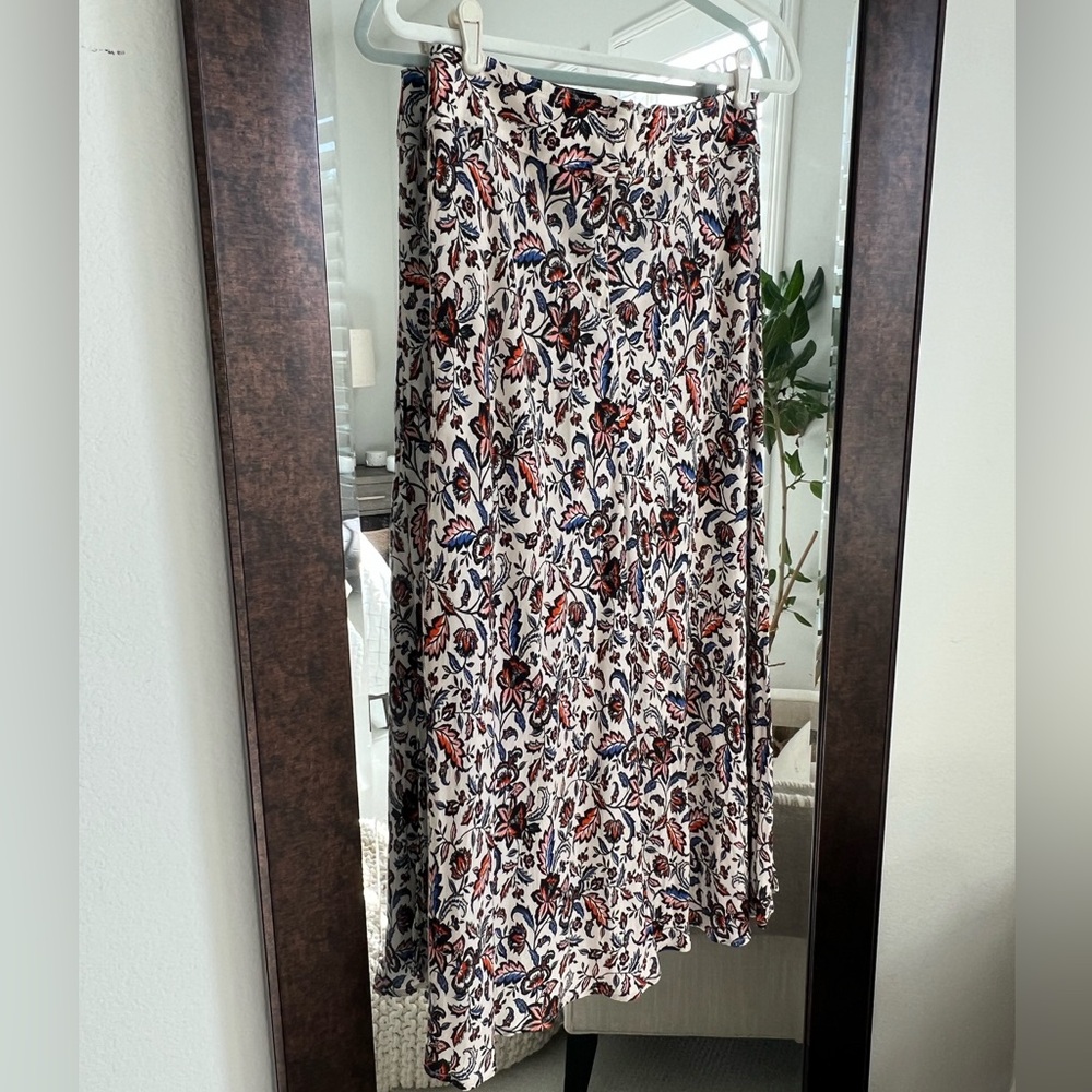 Velvet Floral Print Women's Midi Skirt